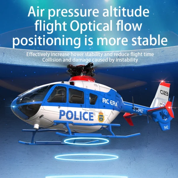 C123 6CH RC Helicopter EC135 Double Brushless Direct Drive Single Paddle Aileron Free Helicopter model 3D Optical Flow Toys - Image 6