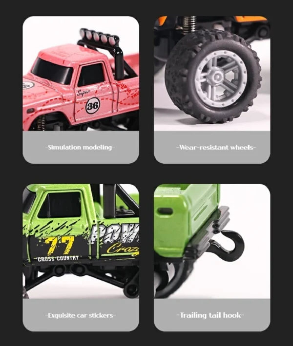 1:64 Speed ​​Mini Off Road Remote Control Car Alloy Cool Lighting Shock Absorption Children's Desktop Competition Toy Small Gift - Image 6
