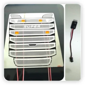 [silver n Controller] Intake Hood and Controller with 4 LEDs for 1/14 Tamiya Truck Tractor Scania Netherlands R730 RC Cars Upgrade DIY Parts Toys