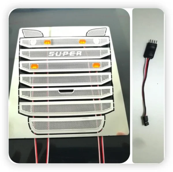 [silver n Controller] Intake Hood and Controller with 4 LEDs for 1/14 Tamiya Truck Tractor Scania Netherlands R730 RC Cars Upgrade DIY Parts Toys