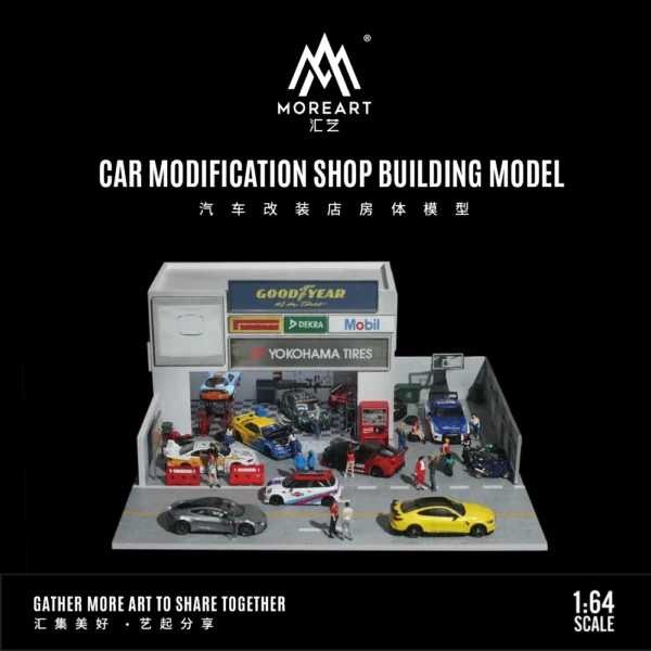 MoreArt 1:64 Car Modification Shop House Lighting Scene Model For Display & Collection & Gift
