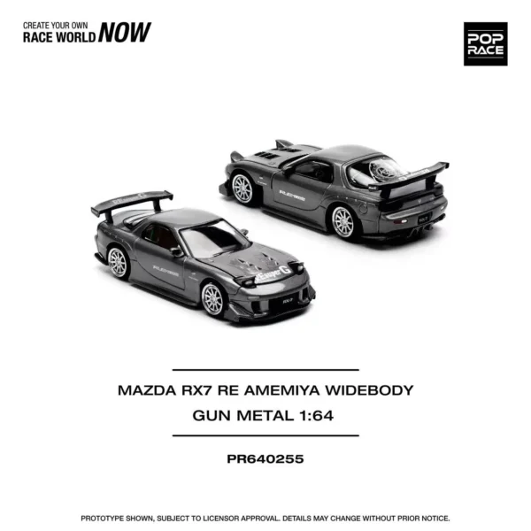 New Stocks Xcartoys Poprace 1：64 Diecast MiniCar MAZDA RX7 RE AMEMIYA WIDEBODY Alloy Model Toys Boy Gift