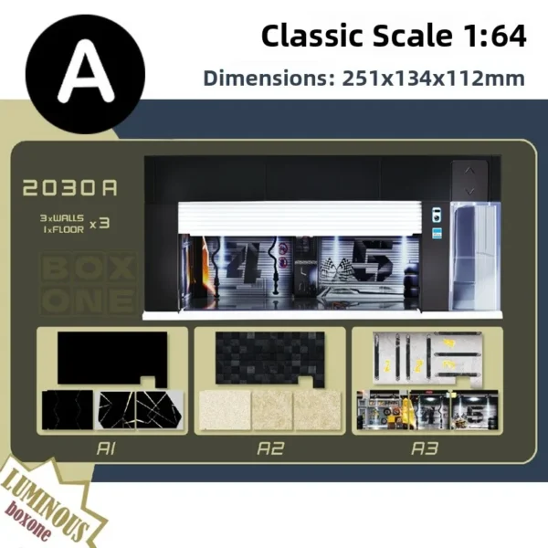 :64 Sc Gate Garage Model Display Case Lighting Car Parking Garage Toy Collectible Alloy Vehicle Static Model - Image 7