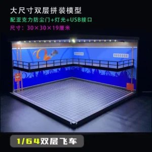 [M008 13 Left] 1/18 1/24 1/32 1/64 Scale Scene Car Garage Model with Light Assembled Parking Lot Diorama Parking Place for Miniatures Vehicles
