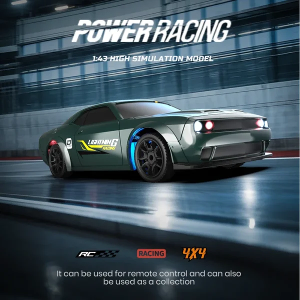 RC Car 4x4 2.4G 4WD 1/43 Remote Control Racing Drift Vehicle High Speed Off road RTR with 7 Color LED Lights Toys Kids Boys Gift