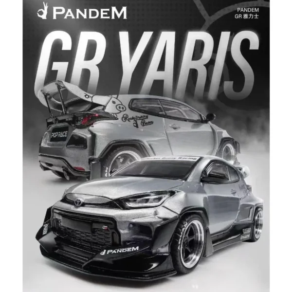 POP RACE 1:64 Skyline GT R V8 DRIFT Pandem GR Yaris InWeibo Exhibition Limited Alloy Diecast Car Model Gift Collection - Image 4