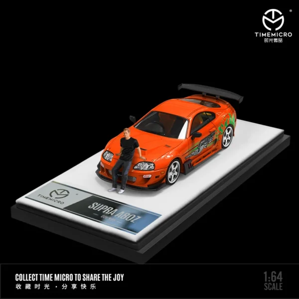 TIME MICRO 1:64 Supra A80z Orange Painting Simulation Alloy Model Car for Collection& Display&Gift - Image 3