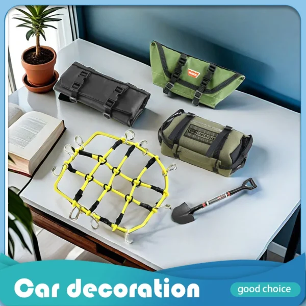 5pcs Storage Bag Roof Bag Handbag Sleeping Bag Luggage Net Shovel Decoration for TRX4M Axial SCX24 1/18 1/24 RC Crawler Car - Image 2
