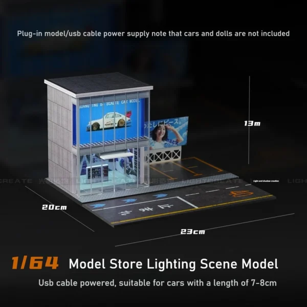 1:64 Diorama Car Garage Model LED City Street Japanese Store Scene Display Toys - Image 6