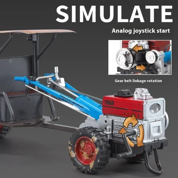 foambox:Spary 1:24 Walking Tractor Alloy Diecast Retro Truck Model Home Interior Decoration Collection Ornament With Sound Light Toys - Image 4