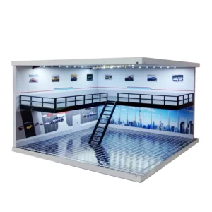 [M008 10L] 1/18 1/24 1/32 1/64 Scale Scene Car Garage Model with Light Assembled Parking Lot Diorama Parking Place for Miniatures Vehicles