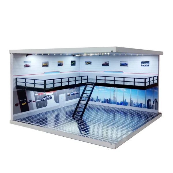 [M008 10L] 1/18 1/24 1/32 1/64 Scale Scene Car Garage Model with Light Assembled Parking Lot Diorama Parking Place for Miniatures Vehicles