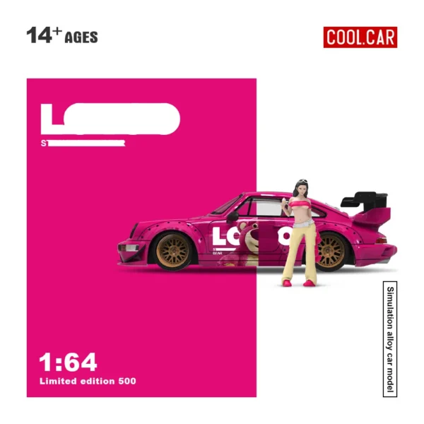 *Pre order*Cool Car 1:64 964 Pink Bear Painting Simulation Alloy Car Model Action & Toy Figur for Collection&Display&Gift - Image 3