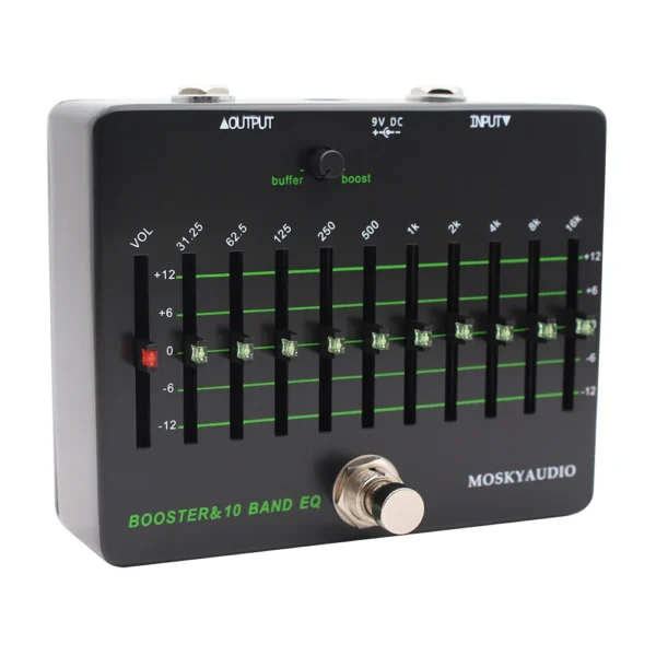 BOOSTER-10-BAND-EQ: NEW MOSKY BOOSTER 10 BAND EQ Guitar Bass Instrument Accessories Qualizer With Clean Buffer Boost Guitar Bass Pedal - Image 2