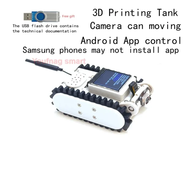 [Adjust camera] Pipeline Inspection Wireless Video Car Track RC Robot with Camera Maker Teaching Esp32 Scanning Code Networking DIY Program Toys
