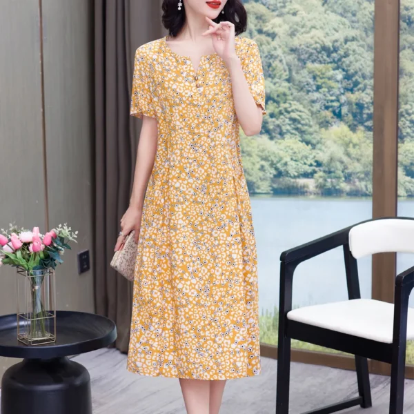 2025 Plus Size Dress Summer Dress Robe Femme Womens Casual Short Sleeve Boho Vintage Print Long Dress Beach - Image 2