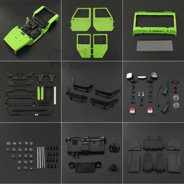 1:10 Scale Convertible Hard Body Kit 313mm Wheelbase for 1/10 RC Crawler Axial SCX10 Wrangler Rubicon TRX4 Redcat GEN8 - Image 5