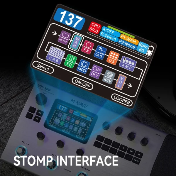 M VAVE MK 300 Guitar Multi Effect Processor | ANN Neural Modeling 120AMP/360FX | 10h 150s STEREO LOOPER128 Drum MIDI DAW - Image 4