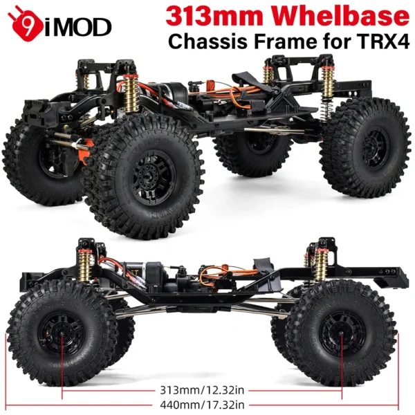 With Tires AUSTARHOBBY RC 313mm 2 Speed Transmission Chassis Frame with Differential Portal Axle for Traxxas TRX 4 1/10 Crawler Car Parts - Image 4