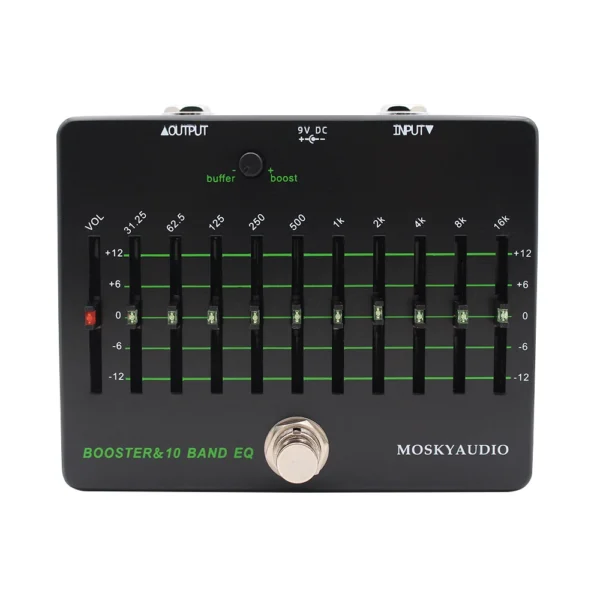 BOOSTER-10-BAND-EQ: NEW MOSKY BOOSTER 10 BAND EQ Guitar Bass Instrument Accessories Qualizer With Clean Buffer Boost Guitar Bass Pedal