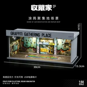 [82026B] Collector 1/64 Car Model Parking Lot Simulation Garage Toy Storage Rack Display Cabinet Medium Miniature Scene  Repair Workshop