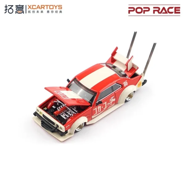 Xcartoys x POP RACE 1:64 Skyline C210 Bosozoku Style Red Diecast Model Car - Image 3