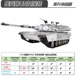 [White basic] 2.4g Heng Long 1/16 Scale Rc Tank 7.0 M1a2 Abrams Upgraded Metal Tracks Remote Control Tanks Model 3918 Rc Toys Gift Th17794