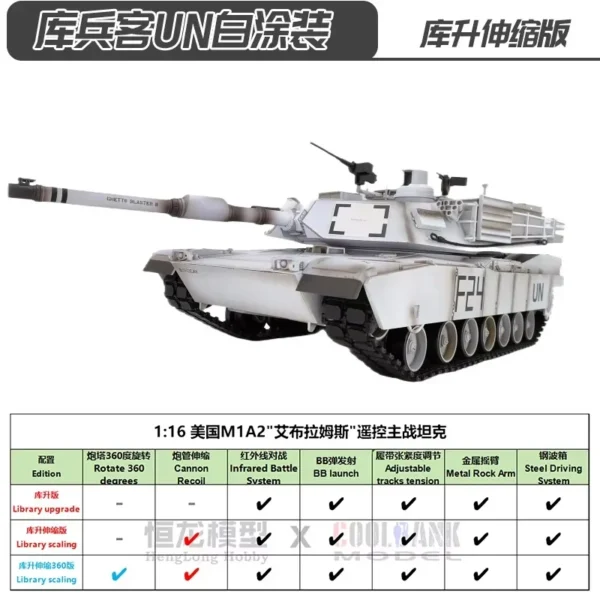 [White basic] 2.4g Heng Long 1/16 Scale Rc Tank 7.0 M1a2 Abrams Upgraded Metal Tracks Remote Control Tanks Model 3918 Rc Toys Gift Th17794