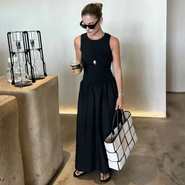 HXAO Khaki Elegant Long Dresses 2025 Women's Spring Sleeveless Black Dresses Fashion Casual Party Y2k Dress Vestidos For Female - Image 2