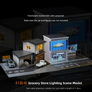 [Grocery and Model] 1:64 Diorama Car Garage Model LED City Street Japanese Store Scene Display Toys