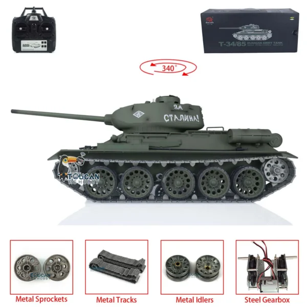 Upgraded HENG LONG 1/16 Scale 7.0 RC Tank Model Soviet T34 85 3909 Metal Tracks Idler Bearing Gearbox Speaker Toys TH17767 - Image 5