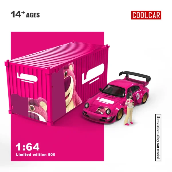 *Pre order*Cool Car 1:64 964 Pink Bear Painting Simulation Alloy Car Model Action & Toy Figur for Collection&Display&Gift
