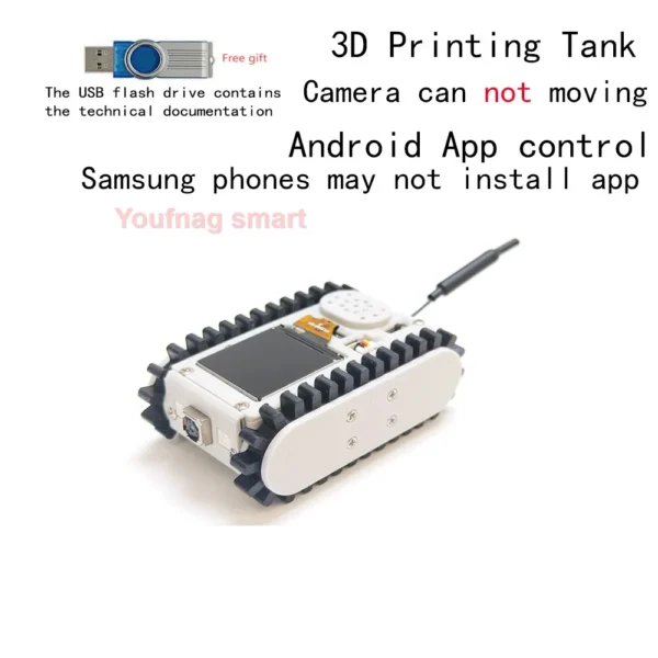 [Fixed camera] Pipeline Inspection Wireless Video Car Track RC Robot with Camera Maker Teaching Esp32 Scanning Code Networking DIY Program Toys