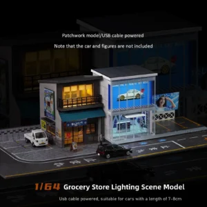 [Cuisine and Model] 1:64 Diorama Car Garage Model LED City Street Japanese Store Scene Display Toys