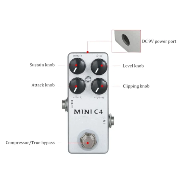 MOSKY Mini C4 Compressor Guitar Effect Pedal Metal Shell Pedal Effects True Bypass Guitar Parts Guitar Accessories - Image 4