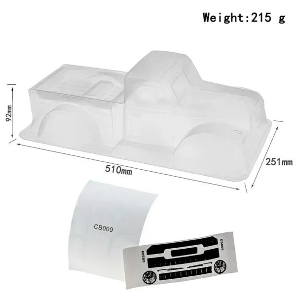 12.3inch 313mm Wheelbase Clear Pickup Body Shell Kit For 1/10 Rc Crawler Trx4 Axial Scx10 Ii 90046 Rgt 86100 Yk4101 Cc01 Tf2 - Image 7