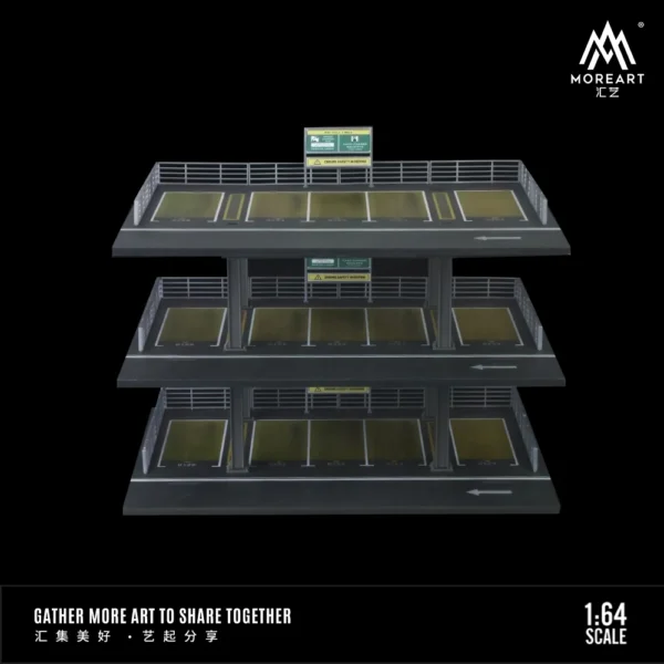 MoreArt 1:64 Three Storey Steel Frame Style Garage Scene Model Car Parking Lot Display&Collection&Gift - Image 3