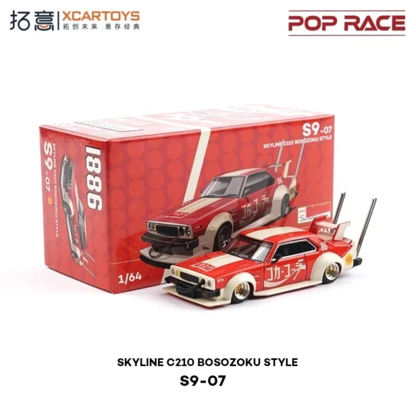 Xcartoys x POP RACE 1:64 Skyline C210 Bosozoku Style Red Diecast Model Car