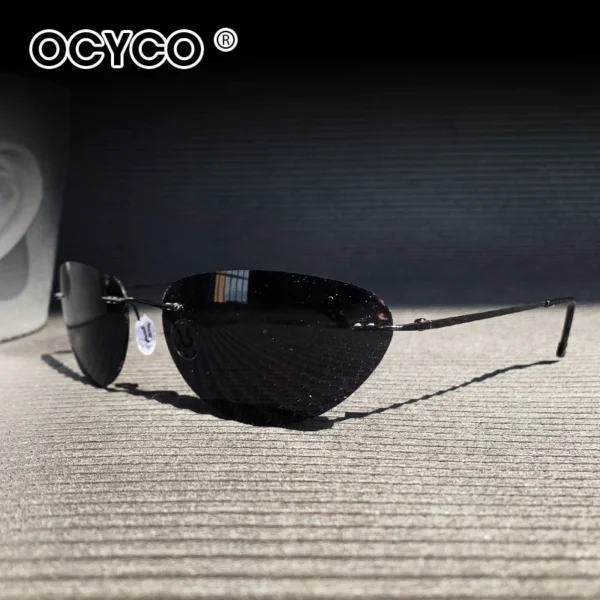 Polarized Ultralight Fashion Pilot The Matrix Neo Sunglasses Rimless Men Driving Brand Design Sun Glasses De Sol UV400 - Image 3
