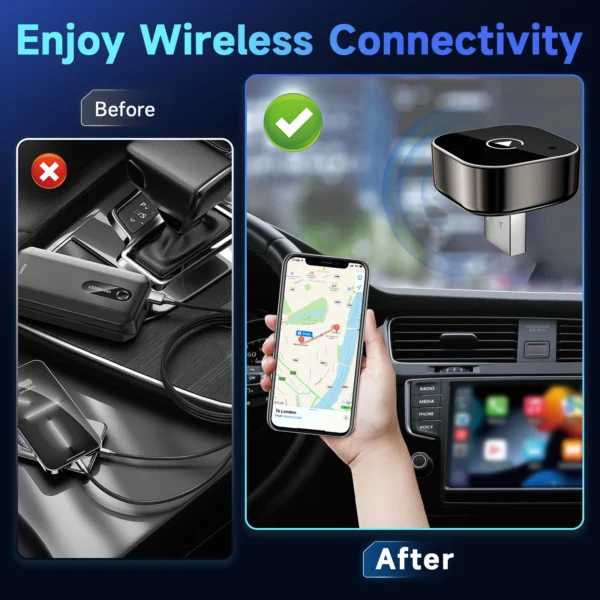 Pionray 2in1 Wireless CarPlay Adapter Android Auto AI Smart Box Car Intelligent Systems For VW Toyota Nissan Honda Ford Benz - Image 2