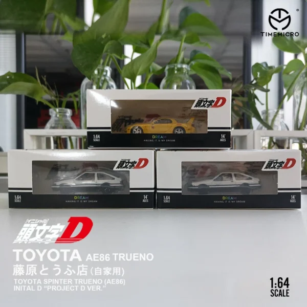 TIME MICRO 1:64 Initial D AE86 & RX 7 Sports Car Diecast Model Car for Collection & Display - Image 2