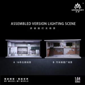 MoreArt 1:64 Warehouse/ Repair Shop Lighting Diorama Parking Lot For Display & Collection & Gift