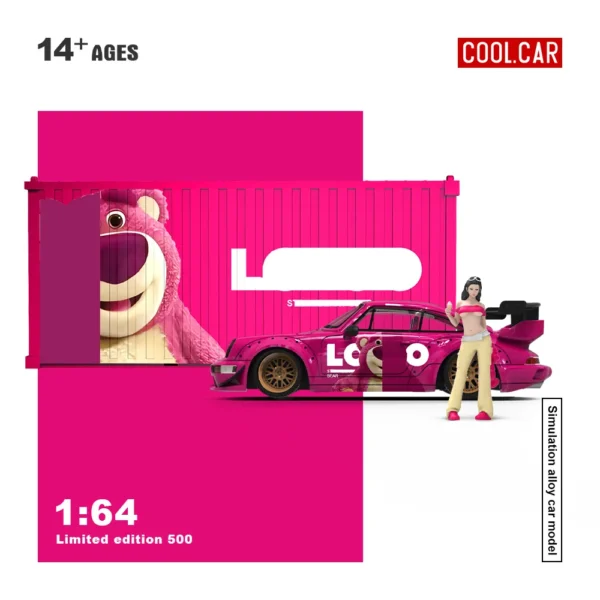 *Pre order*Cool Car 1:64 964 Pink Bear Painting Simulation Alloy Car Model Action & Toy Figur for Collection&Display&Gift - Image 5