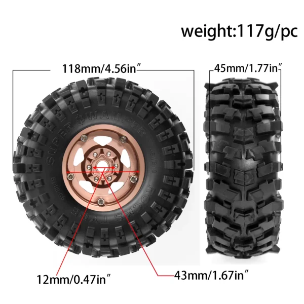 4pcs 1.9 in Wheel Tires for 1/10 TRX4 TRX6 SCX10 SCX10 II 90046 SCX10 III AXI03007 Gen7/8 D90 VS4 10 RC Crawler Car - Image 6
