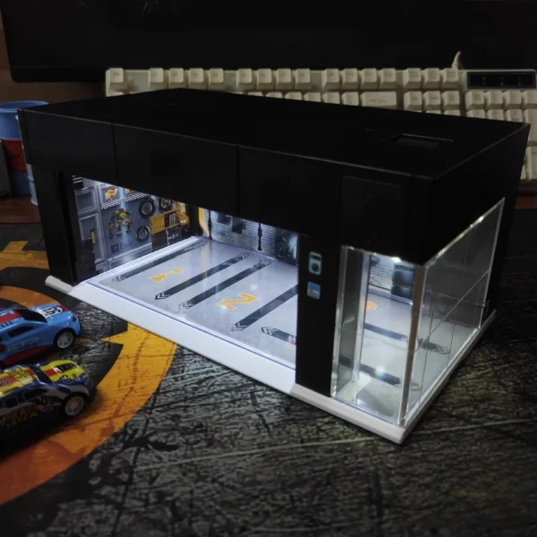 :64 Sc Gate Garage Model Display Case Lighting Car Parking Garage Toy Collectible Alloy Vehicle Static Model - Image 4