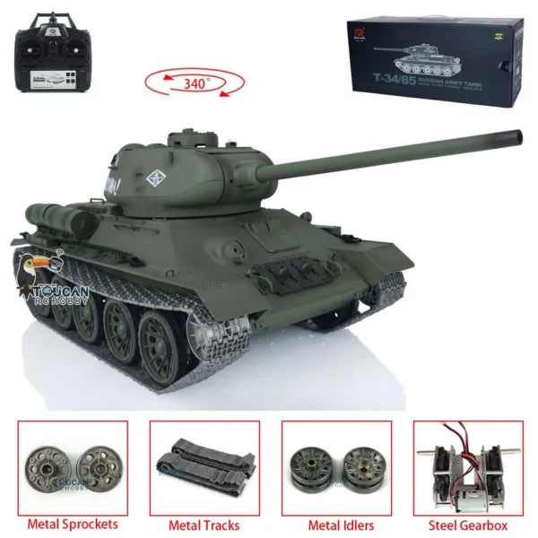 Upgraded HENG LONG 1/16 Scale 7.0 RC Tank Model Soviet T34 85 3909 Metal Tracks Idler Bearing Gearbox Speaker Toys TH17767 - Image 4