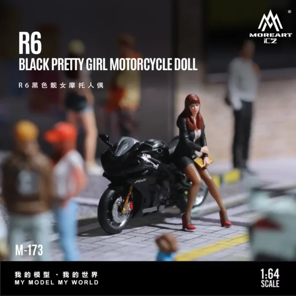 *Pre Order*MoreArt 1:64 R6 Black Beautiful Female Motorcycle Beauty Figure Resin Model Miniature Scene Decoration Gift&Display - Image 5