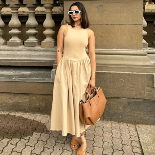 HXAO Khaki Elegant Long Dresses 2025 Women's Spring Sleeveless Black Dresses Fashion Casual Party Y2k Dress Vestidos For Female - Image 6