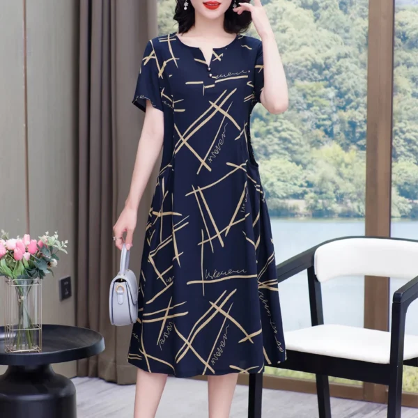 2025 Plus Size Dress Summer Dress Robe Femme Womens Casual Short Sleeve Boho Vintage Print Long Dress Beach