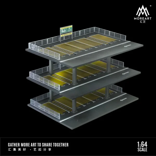 MoreArt 1:64 Three Storey Steel Frame Style Garage Scene Model Car Parking Lot Display&Collection&Gift - Image 6
